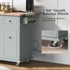Gustonhon Kitchen Island with Drop-Leaf Breakfast Bar,Rolling Kitchen Cart with Internal Storage Rack and 3 Tier Pull Out Cabinet Organizer,Kitchen Storage Cart for Kitchen Dinning Room (GreyBlue-01) view 3