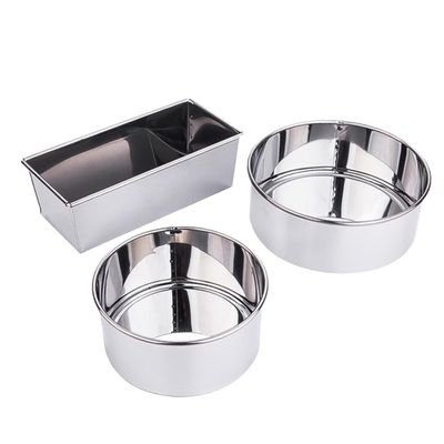 Ciieeo 3pcs Stainless Steel Cake Molds Round Rectangle Baking Molds for Home Kitchen Use for Cakes Muffins and Desserts and Easy to