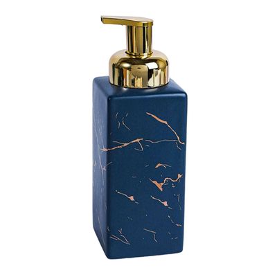 Soap Dispenser with,Soap Pump Dispenser, Marble Ceramic Foaming Soap Dispenser, Cubic Foam Soap Dispenser with Gold Pump, Hand Foaming Dispenser, for Barthroom Kitchen-Grey-Foam Bottle (Color : Blue