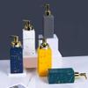 Soap Dispenser with,Soap Pump Dispenser, Marble Ceramic Foaming Soap Dispenser, Cubic Foam Soap Dispenser with Gold Pump, Hand Foaming Dispenser, for Barthroom Kitchen-Grey-Foam Bottle (Color : Blue view 3