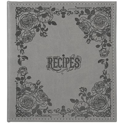 COFICE Recipe Book to Write in Your Own Recipes, 8.5x9.5 Recipe Ring Binder with PU Faux Leather Cover, 4x6 Cards and Tabbed Dividers, Gray