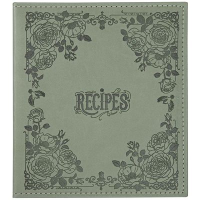 COFICE Recipe Book to Write in Your Own Recipes, 8.5x9.5 Recipe Ring Binder with PU Faux Leather Cover, 4x6 Cards and Tabbed Dividers, Dark Green
