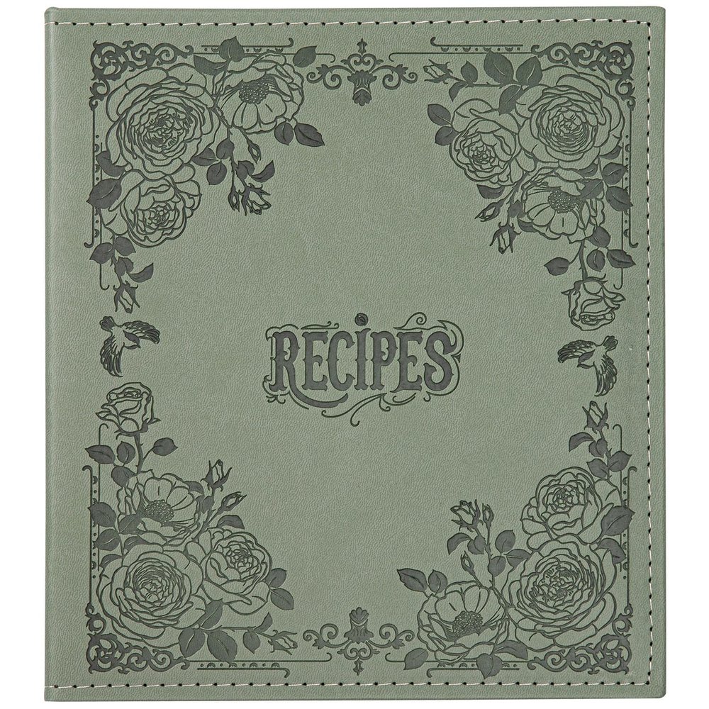 COFICE Recipe Book to Write in Your Own Recipes, 8.5x9.5 Recipe Ring Binder with PU Faux Leather Cover, 4x6 Cards and Tabbed Dividers, Dark Green