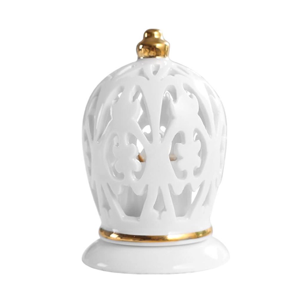 BNVXR Fashion Desktop Toothpick Holder White Ceramic Hollow Toothpick Dispenser with lid Toothpick Container Cotton Swab Floss jar Chic