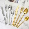 ONUIFIKE Silverware Set, 4/16/24/32 Piece 304 Stainless Steel Tableware Modern Simple Hotel Home Main Meal Knife Fork Spoon Coffee Spoon, Cutlery Flatware Set (Color : Gold, Size : 1Set-4Pcs) view 4