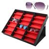 Glomora Sunglasses Storage Organizer, 18-Grid Display Stand, Foldable Lid, Collectables & Jewelry Box, Versatile Travel Case 18.5x14.6x2.4in view 3
