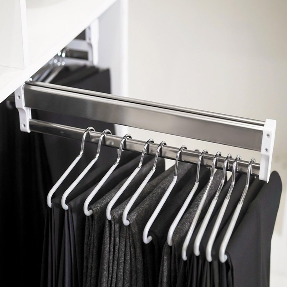JEDAL Closet Clothes Hanger Rail, Extendable Pants Rack Pull-Out Closet Rod 342mm 492mm 592mm Wardrobe Clothing Rail for Pants and Coat (Size : 292mm)