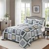 HoneiLife Queen Quilt Bedding Set - 3 Pieces Microfiber Quilt Sets Lightweight Bedspreads Reversible Coverlets Rustic Bed Cover Floral Bedding Set All Season Quilts-Grey view 2