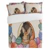 3 Piece Bedding Set,Bunny Spring Easter Egg Breathable Duvet Cover Super Soft Pillow Shams,Rabbit Vintage Linen Washable Bed Sets All Seasons for Bedroom Dorm Hotel RV view 4