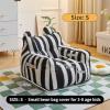 Bean Bag Chairs Children Adults Teen-AGER Bean Bag Cover Bean Bag Armchair Cover Without Filler Beanbag Sofa Floor Pouf Chair Sofa Case Frameless Faux Cashmere Fleece (Color : Black Stripe, Size : S view 2