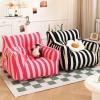 Bean Bag Chairs Children Adults Teen-AGER Bean Bag Cover Bean Bag Armchair Cover Without Filler Beanbag Sofa Floor Pouf Chair Sofa Case Frameless Faux Cashmere Fleece (Color : Black Stripe, Size : S view 3