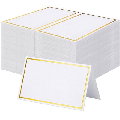 120Pcs Premium Place Cards, Small Table Cards with Gold Foil Border, 2" x 3.5" Tent Card, Escort Cards, Name Card, Wedding Place Cards for Wedding, Table, Dinner Parties, Seating Card