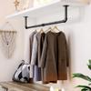 BAOYOUNI Metal Clothing Rack Wall Mounted Clothes Hanger Industrial Style Pipe Heavy Duty Garment Rod Bar 36.41'' for Bedroom, Closet, Laundry Room, Entryway (Black, 2 Pack) view 3