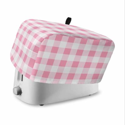 Lsrtoss Pink Checkered Toaster Cover 4 Slice, Large Kitchen Appliance Covers, Pink White Buffalo Plaid Toaster Oven Cover with Loop, Bread Machine Cover Polyester Dust Cover Protection