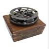 Navirock - Premium Large Antique 5 Inch Sundial Compass with Rose Wooden Box Nautical Brass Home Decor Gifts Fully Functional view 1