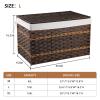 OIAHOMY Storage Basket with Lid, 27.7 Gallon (105L) Blanket Basket with Removable Liner Bag, Synthetic Wicker Hamper with Handle, Hamper for Living Room, Brown view 2