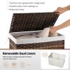 OIAHOMY Storage Basket with Lid, 27.7 Gallon (105L) Blanket Basket with Removable Liner Bag, Synthetic Wicker Hamper with Handle, Hamper for Living Room, Brown view 3