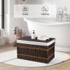 OIAHOMY Storage Basket with Lid, 27.7 Gallon (105L) Blanket Basket with Removable Liner Bag, Synthetic Wicker Hamper with Handle, Hamper for Living Room, Brown view 4