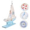 Abaodam Nautical Decor Tabletop Art Wooden Sailboat Statue Mediterranean Style Boat Model view 3