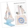 Abaodam Nautical Decor Tabletop Art Wooden Sailboat Statue Mediterranean Style Boat Model view 4