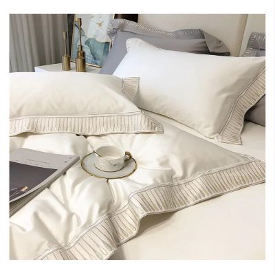 AdduE European Entry Lux Class a Cotton Four-Piece Set All Cotton Cotton Embroidery Quilt Cover Bedding,Bedding