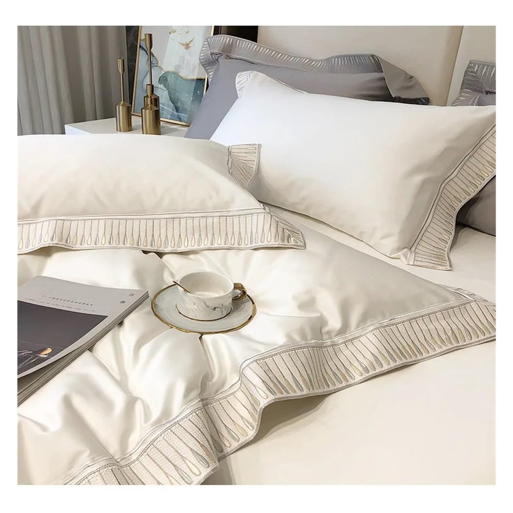 AdduE European Entry Lux Class a Cotton Four-Piece Set All Cotton Cotton Embroidery Quilt Cover Bedding,Bedding