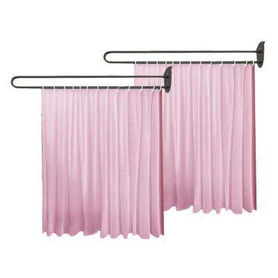 Beauty Salon U-shaped Partition Curtain,2pcs Privacy Room Divider Curtain Rod From Wall,U-Shaped Light-transmitting Support Rod for Room Separation/partition (Color : Pink, Size : Rod-200cm)