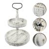 STOBAZA 1set Wooden Cake Stand Decorative Two Tiered Serving Tray Farmhouse Centerpiece for Dining Table Decoration Elegant Display for Parties Weddings Birthdays and More view 4