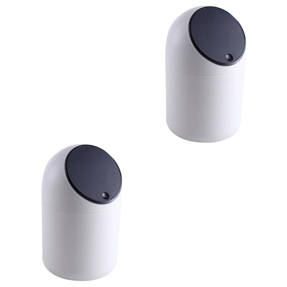 Amosfun 2pcs Mini Desktop Trash Can Press Cover Compact Waste Bin for Table Garbage Can for Home Office Design for Spaces