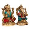 Amilav Collections Lakshmi Ganesh (Ganesha) Hindu Elephant God of Success Brass Laxmi Statue 8.5 Inches view 2