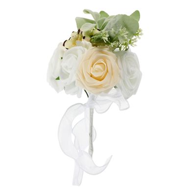 Amosfun Quinceanera Faux Rose Bouquet Realistic Handheld Flower Bunch for Wedding Bridal Shower and Home Decor Vibrant Colors for Special Occasions and Office Decorations