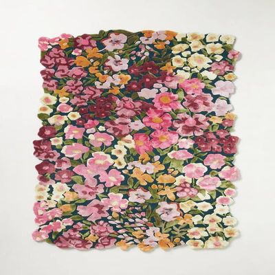 HOMEDECOREIN Aracelli Multicolored Irregular Shape Hand-Tufted Wool Handmade Area Rugs for Bedroom Aesthetic, for Living Room, for Home -Cassia -PinkGreen-5x7 feet