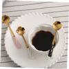3Pcs Rose Petal Shaped Mixing Spoons Stainless Steel Coffee Stirring Spoons with Ceramic Handle for Drinks Home Cafe and Restaurant Design view 3