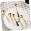 3Pcs Rose Petal Shaped Mixing Spoons Stainless Steel Coffee Stirring Spoons with Ceramic Handle for Drinks Home Cafe and Restaurant Design view 4
