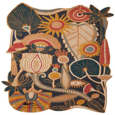 HOMEDECOREIN Aracelli Multicolored Irregular Shape Hand-Tufted Wool Handmade Area Rugs for Bedroom Aesthetic, for Living Room, for Home -Aracelli -Navy -6x9 feet