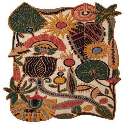 HOMEDECOREIN Aracelli Multicolored Irregular Shape Hand-Tufted Wool Handmade Area Rugs for Bedroom Aesthetic, for Living Room, for Home -Ivory -Aracelli-3x5