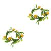 PRETYZOOM 2pcs Artificial Lemon Wreath Green Leaves Rattan Hoop Door Decoration for Home Spring and Garland for Use view 1