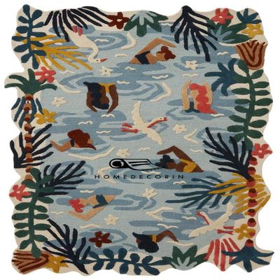HOMEDECOREIN Aracelli Multicolored Irregular Shape Hand-Tufted Wool Handmade Area Rugs for Bedroom Aesthetic, for Living Room, for Home -MK -Light-7x9 feet