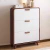 HotcoS Slim Shoe Cabinet with Flip Drawers, 4 Layers Solid Wood Shoe Storage Space-Saving Small Shoe Cupboard for Hallway, 2 Colors, 100cm view 1