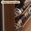 HotcoS Slim Shoe Cabinet with Flip Drawers, 4 Layers Solid Wood Shoe Storage Space-Saving Small Shoe Cupboard for Hallway, 2 Colors, 100cm view 3