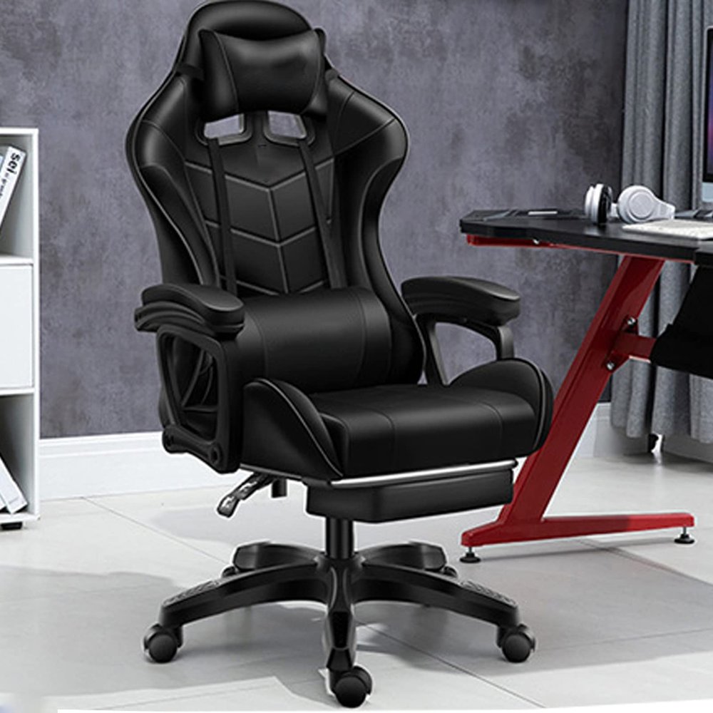 360 Swivel Computer Chair Ergonomic Video Game Chairs Backrest Desk Chair with Lumbar Support Adjustable Armrest and Height Reclining Racing Chair for Offices Homes