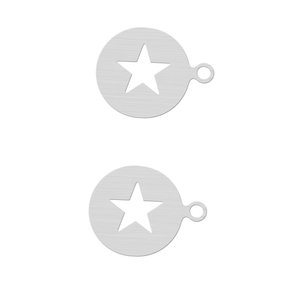 DECHOUS 2pcs Coffee Decorating Stencils Food-Grade Stainless Steel Templates for Latte Art Mousse Cake and Cupcake Decoration Easy to Clean and Store for Home Baking