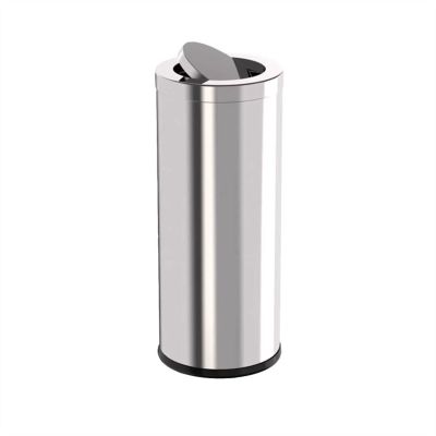BrunaE Trash Cans Stainless Steel Shake Lid Trash Can Commercial Hotel Lobby Vertical Office Building Toilet Corridor Trash Can Large Kitchen Trashcan (Size : Silver)
