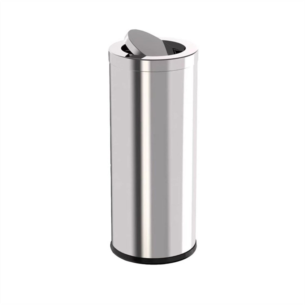 BrunaE Trash Cans Stainless Steel Shake Lid Trash Can Commercial Hotel Lobby Vertical Office Building Toilet Corridor Trash Can Large Kitchen Trashcan (Size : Silver)