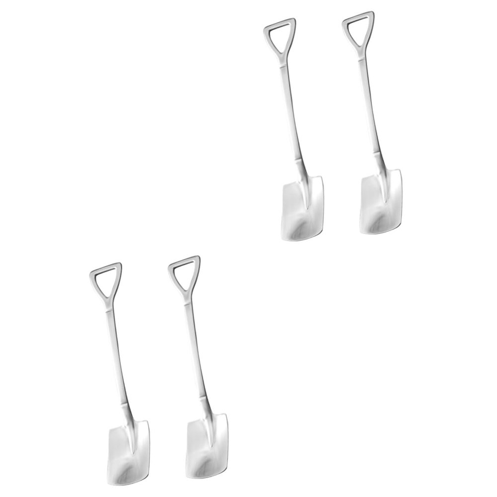 DECHOUS 4pcs Small Spatula Spoons Stainless Steel Utensils Silverware Utensils Creative Shovel Spoons for Home