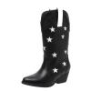 ZBYY Women's Western Cowboy Embroidered Mid Calf Boots Pointed Toe Chunky Low Heel Fashion Cowgirl Boots view 1