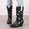 ZBYY Women's Western Cowboy Embroidered Mid Calf Boots Pointed Toe Chunky Low Heel Fashion Cowgirl Boots view 2