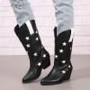 ZBYY Women's Western Cowboy Embroidered Mid Calf Boots Pointed Toe Chunky Low Heel Fashion Cowgirl Boots view 4