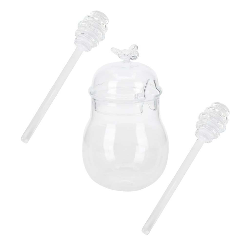 PRETYZOOM 1set Honey Storage Jars Cover and Stirring Sticks Sealed Design for Freshness for Home Bakery and Food Storage Versatile Kitchen Canisters for Honey Jam and Seasonings