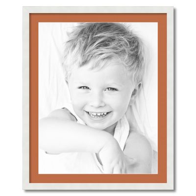 ArtToFrames 22x28 inch Satin White Picture Frame with 2 Inch Single Red Orange Mat, SingleMat-5179-22x28-693
